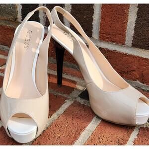 Shoes - Guess Peep Toe, Slingback heels, Natural/Cream Color